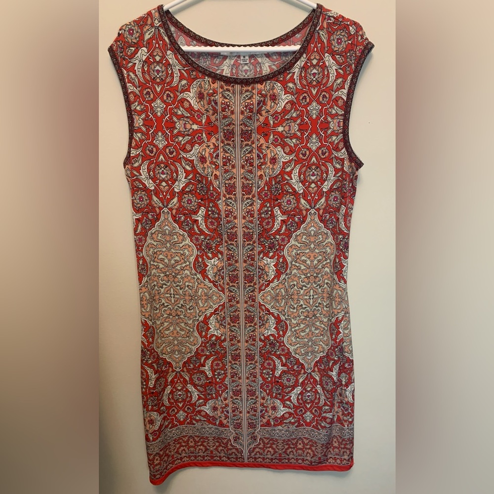 MAX STUDIO Sleeveless Red Patterned Dress